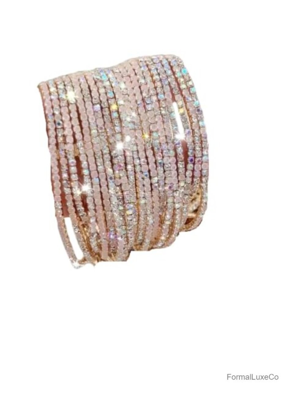 Crystal Rhinestone Tennis Bracelet Set Iridescent Sparkle Multiple Bands